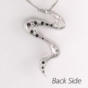 ブラックダイヤモンド ネックレス ゴールド 18k ペンダント カーブ ウェーブ 曲線 ブラックダイヤ 18金 誕生日 プレゼント 父の日の画像