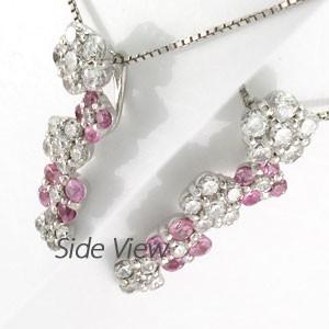ダイヤモンド ネックレス レディース ゴールド 18k ピンクサファイア ペンダント フラワー 花 18金 k18 誕生日 プレゼント 父の日の画像