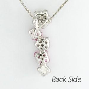 ダイヤモンド ネックレス レディース ゴールド 18k ピンクサファイア ペンダント フラワー 花 18金 k18 誕生日 プレゼント 父の日の画像