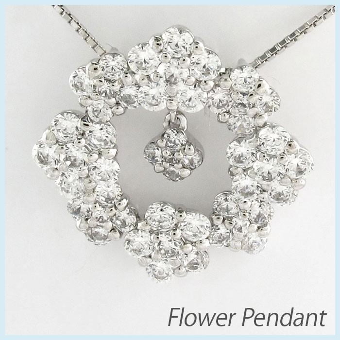ダイヤモンド ネックレス レディース プラチナ 900 ペンダント フラワー 花 ブラ 揺れる サークル 誕生日 プレゼント 母の日 | 