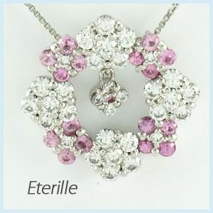 ダイヤモンド ネックレス レディース プラチナ 900 ピンクサファイア ペンダント フラワー 花 揺れる 誕生日 プレゼント 母の日 | 