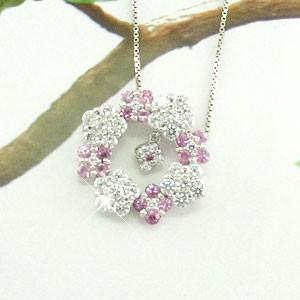 ダイヤモンド ネックレス レディース プラチナ 900 ピンクサファイア ペンダント フラワー 花 揺れる 誕生日 プレゼント 母の日 |  | 01