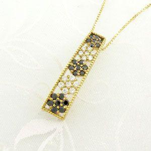 ブラックダイヤモンド ネックレス ゴールド 18k ペンダント フラワー 花 ミル 18金 誕生日 プレゼント 父の日の画像