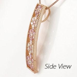 ネックレス ダイヤモンド ゴールド 18k ピンクサファイア ペンダント フラワー 花 ミル 18金 誕生日 プレゼント 父の日の画像