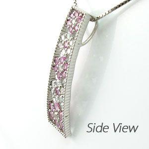 ダイヤモンド ネックレス レディース ゴールド 18k ピンクサファイア ペンダント フラワー 花 ミル 18金 誕生日 プレゼント 父の日の画像