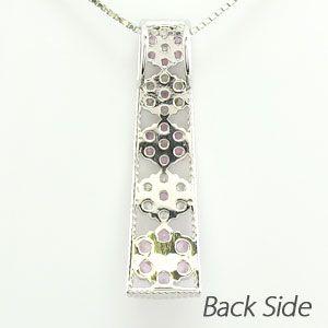 ダイヤモンド ネックレス レディース ゴールド 18k ピンクサファイア ペンダント フラワー 花 ミル 18金 誕生日 プレゼント 父の日の画像