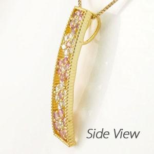 ネックレス ダイヤモンド ゴールド 18k ピンクサファイア ペンダント フラワー 花 ミル 18金 誕生日 プレゼント 父の日の画像