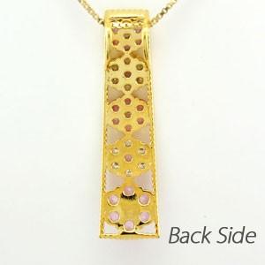 ネックレス ダイヤモンド ゴールド 18k ピンクサファイア ペンダント フラワー 花 ミル 18金 誕生日 プレゼント 父の日の画像