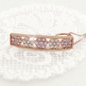 ネックレス ダイヤモンド ゴールド 18k ピンクサファイア ペンダント フラワー 花 ミル 18金 誕生日 プレゼント 父の日の画像