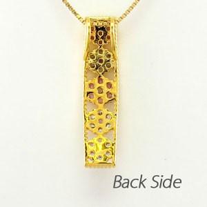 ネックレス ダイヤモンド ゴールド 18k ピンクサファイア ペンダント フラワー 花 ミル 18金 誕生日 プレゼント 父の日の画像