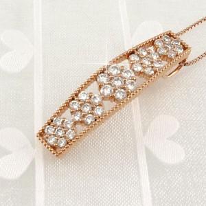 ネックレス ダイヤモンド ゴールド 18k ペンダント フラワー 花 ミル アンティーク 18金 誕生日 プレゼント 母の日 |  | 01