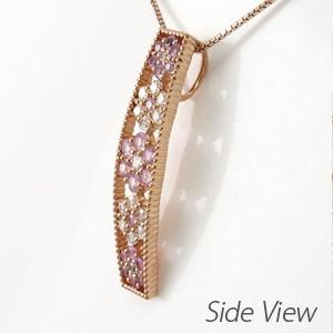 ネックレス ダイヤモンド ゴールド 18k ピンクサファイア ペンダント フラワー 花 ミル 18金 誕生日 プレゼント 父の日の画像