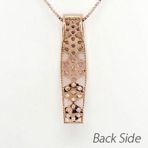ネックレス ダイヤモンド ゴールド 18k ピンクサファイア ペンダント フラワー 花 ミル 18金 誕生日 プレゼント 父の日の画像