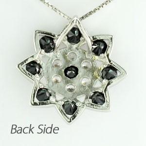 ブラックダイヤモンド ネックレス ゴールド k10 10k ペンダント フラワー 花 ヒマワリ ブラックダイヤ 10金 誕生日 プレゼント 父の日の画像