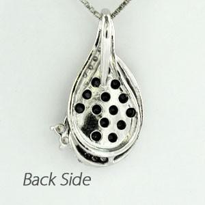 ブラックダイヤモンド ネックレス ゴールド 18k ペンダント パヴェ ブラックダイヤ フラワー ドロップ 誕生日 プレゼント 父の日の画像