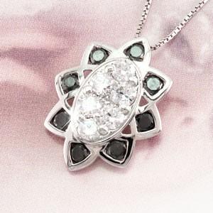 ブラックダイヤモンド ネックレス ゴールド k10 10k ペンダント フラワー 花 ヒマワリ ブラックダイヤ 10金 誕生日 プレゼント 父の日の画像