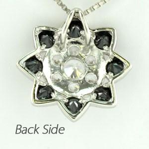 ブラックダイヤモンド ネックレス ゴールド 18k ペンダント フラワー 花 ヒマワリ ブラックダイヤ 18金 誕生日 プレゼント 父の日の画像