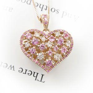 ハート ネックレス ダイヤモンド ゴールド 18k ピンクサファイア ペンダント 透かし 18金 誕生日 プレゼント バレンタイン |  | 01
