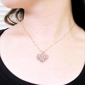 ハート ネックレス ダイヤモンド ゴールド 18k ピンクサファイア ペンダント 透かし 18金 誕生日 プレゼント バレンタイン |  | 04
