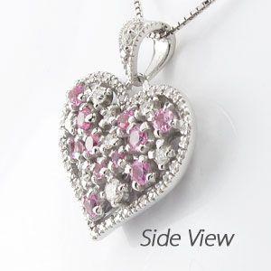 ネックレス レディース ハートダイヤモンド プラチナ 900 ピンクサファイア ペンダント 透かし 誕生日 プレゼント バレンタイン |  | 02