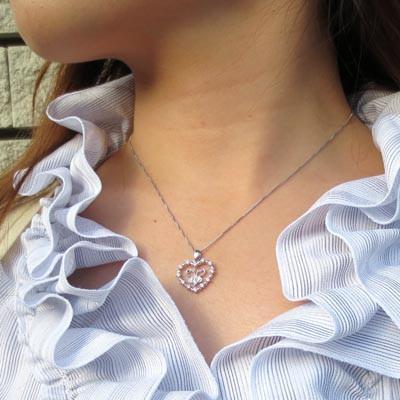 ネックレス レディース ハートダイヤモンド プラチナ 900 ペンダント バタフライ ブラ アンティーク 誕生日 プレゼント 父の日の画像