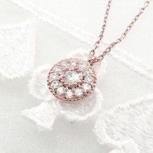 ダイヤモンド ネックレス レディース ゴールド 18k ペンダント アンティーク ミル 18金 k18 PG 誕生日 プレゼント 父の日の画像