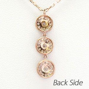 ダイヤモンド ネックレス レディース ゴールド 18k ペンダント アンティーク ミル 18金 k18 PG揺れる 3連 誕生日 プレゼント 父の日の画像