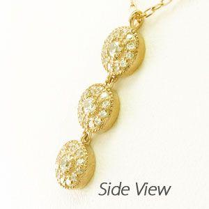 ダイヤモンド ネックレス レディース ゴールド 18k ペンダント アンティーク ミル 18金揺れる 3連 誕生日 プレゼント 父の日の画像