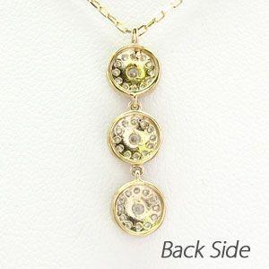 ダイヤモンド ネックレス レディース ゴールド 18k ペンダント アンティーク ミル 18金揺れる 3連 誕生日 プレゼント 父の日の画像