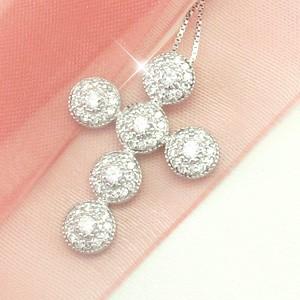 クロス ネックレス レディース ダイヤモンド ゴールド 10k ペンダント 十字架 アンティーク ミル 誕生日 プレゼント 父の日の画像