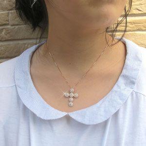 クロス ネックレス レディース ダイヤモンド ゴールド 18k ペンダント 十字架 アンティーク ミル 18金 PG 誕生日 プレゼント 母の日 爆買 |  | 04