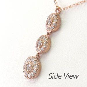 ダイヤモンド ネックレス レディース ゴールド 18k ペンダント アンティーク ミル 18金 k18 PG揺れる 3連 誕生日 プレゼント 父の日の画像
