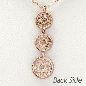ダイヤモンド ネックレス レディース ゴールド 18k ペンダント アンティーク ミル 18金 k18 PG揺れる 3連 誕生日 プレゼント 父の日の画像