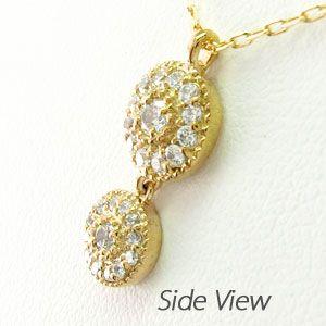 ダイヤモンド ネックレス レディース ゴールド 18k ペンダント アンティーク ミル 18金 k18 YG揺れる 誕生日 プレゼント 父の日の画像