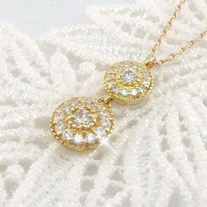ダイヤモンド ネックレス レディース ゴールド 18k ペンダント ミル 18金揺れる 誕生日 プレゼント 父の日の画像