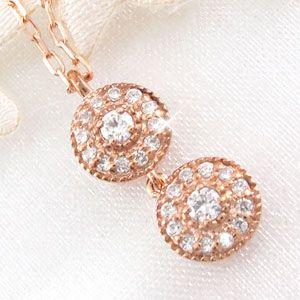 ダイヤモンド ネックレス レディース ゴールド 18k ペンダント ミル 18金揺れる 誕生日 プレゼント 父の日の画像