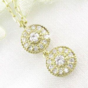 ダイヤモンド ネックレス レディース ゴールド 18k ペンダント ミル 18金揺れる 誕生日 プレゼント 父の日の画像