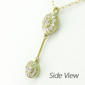 ダイヤモンド ネックレス レディース ゴールド 18k ペンダント アンティーク ミル 18金 k18 YG揺れる 誕生日 プレゼント 父の日の画像