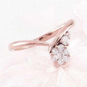 リング 指輪 レディース ダイヤモンド ゴールド 18k V字 Vライン 18金 k18 PG 父の日の画像