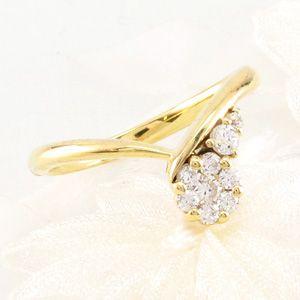 リング 指輪 レディース ダイヤモンド ゴールド 18k V字 Vライン 18金 k18 YG 父の日の画像
