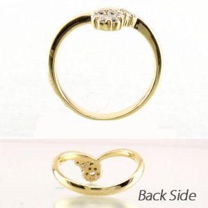 リング 指輪 レディース ダイヤモンド ゴールド 18k V字 Vライン 18金 k18 YG 父の日の画像