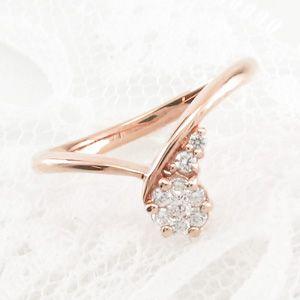 リング 指輪 レディース ダイヤモンド ゴールド 18k V字 Vライン 18金 k18 PG 父の日の画像