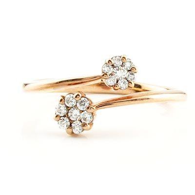 リング 指輪 レディース ダイヤモンド ゴールド 18k フラワー k18 PG 父の日の画像
