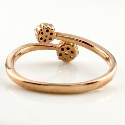 リング 指輪 レディース ダイヤモンド ゴールド 18k フラワー k18 PG 父の日の画像