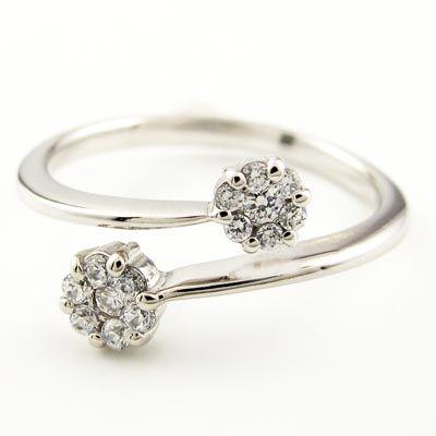 リング 指輪 レディース ゴールド 18k ダイヤモンド フラワー k18 父の日の画像