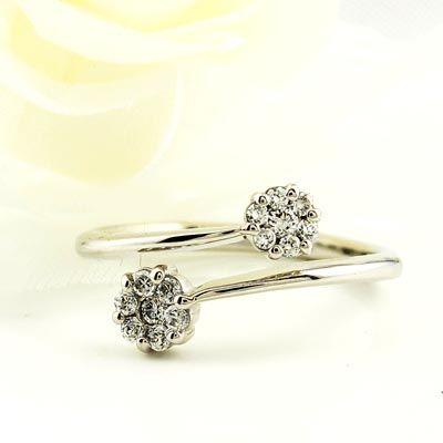 リング 指輪 レディース ゴールド 18k ダイヤモンド フラワー k18 父の日の画像