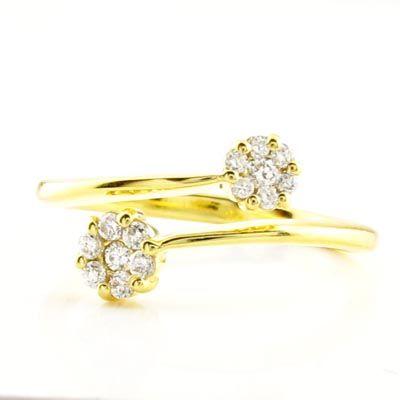 ダイヤモンド リング 指輪 ゴールド 18k フラワー k18 YG 父の日の画像
