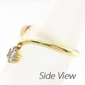 リング 指輪 レディース ダイヤモンド ゴールド 18k V字 フラワー スイング ゆれる 18金 k18 YG 父の日の画像