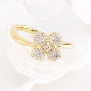 リング 指輪 レディース ダイヤモンド ゴールド 18k フラワー 18金 k18 YG 父の日の画像