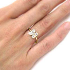 リング 指輪 レディース ダイヤモンド ゴールド 18k フラワー 18金 k18 YG 父の日の画像